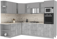 Кухонный гарнитур Интерлиния Мила 1.88x2.8 левая (серебристый/бетон/бискайская сосна) - 