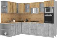 Кухонный гарнитур Интерлиния Мила 1.88x2.8 левая (дуб золотой/бетон/дуб бунратти) - 