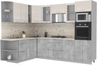 Кухонный гарнитур Интерлиния Мила 1.88x2.8 левая (вудлайн кремовый/бетон/бискайская сосна) - 