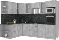 Кухонный гарнитур Интерлиния Мила 1.88x2.8 левая (бетон/бетон/кастилло темный) - 
