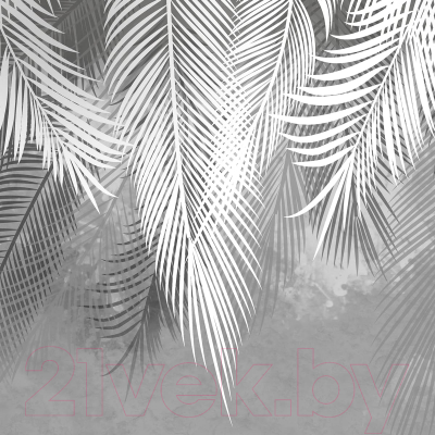 Фотообои листовые Citydecor Пальмовые листья серые гранж (300x260)