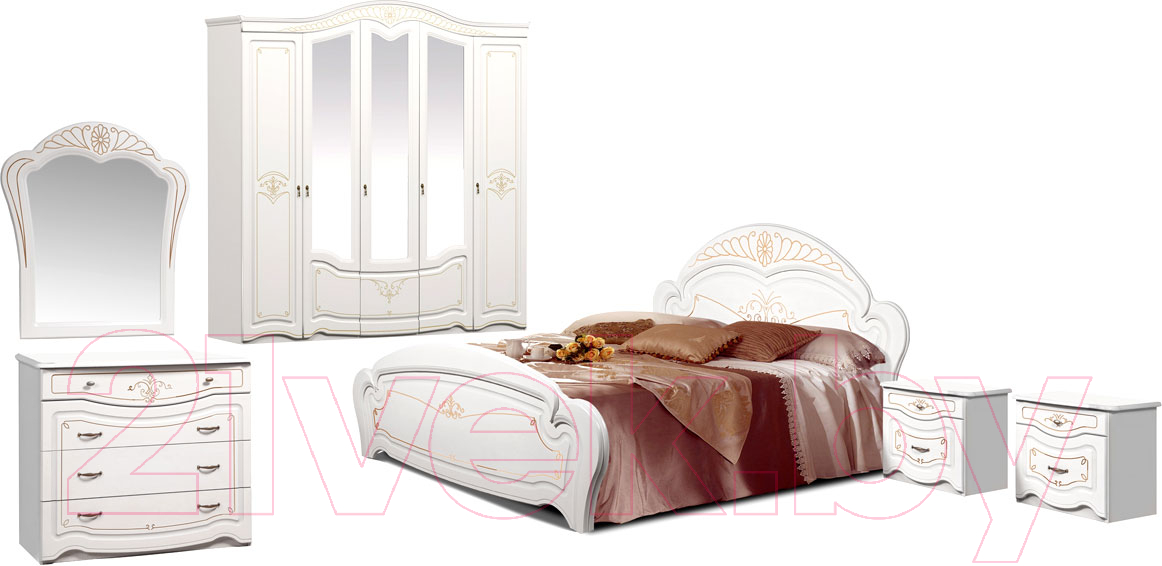 Комплект мебели для спальни ФорестДекоГрупп Луиза 5 (слоновая кость)