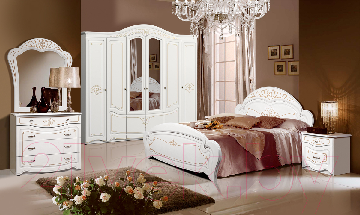 Комплект мебели для спальни ФорестДекоГрупп Луиза 6 (слоновая кость)
