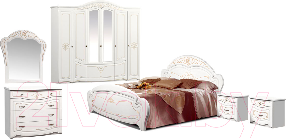 Комплект мебели для спальни ФорестДекоГрупп Луиза 6 (слоновая кость)