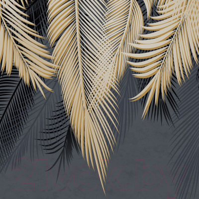 Фотообои листовые Citydecor Пальмовые листья (300x260, с оттенком золотой-синий)
