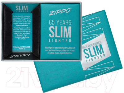 Зажигалка Zippo Slim Collectible / 49709 (черный)