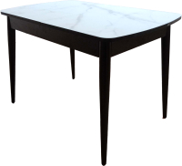 Обеденный стол Васанти Плюс БРФ 110/142x70/1Р (черный/белый мрамор глянец/черный) - 