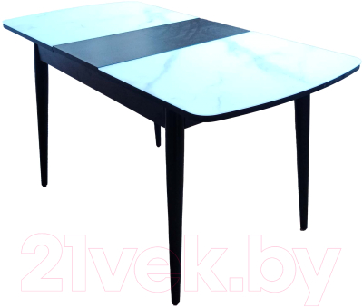 Обеденный стол Васанти Плюс БРФ 110/142x70/1Р (черный/белый мрамор глянец/черный)