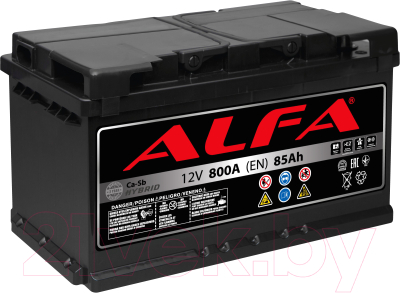 Автомобильный аккумулятор ALFA battery Hybrid R низкий / AL 85 Low (85 А/ч)