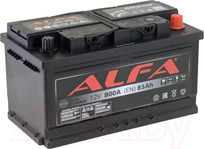 Автомобильный аккумулятор ALFA battery Hybrid R низкий / AL 85 Low
