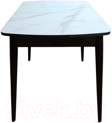 Обеденный стол Васанти Плюс БРФ 110/142x70/1Р (черный/белый мрамор мателак/черный)