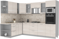 Кухонный гарнитур Интерлиния Мила 1.88x2.8 левая (вудлайн кремовый/малага) - 