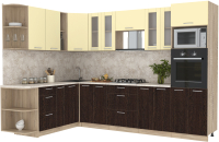 Кухонный гарнитур Интерлиния Мила 1.88x3.0 левая (ваниль/дуб венге/малага) - 
