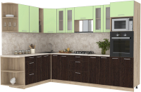 Кухонный гарнитур Интерлиния Мила 1.88x3.0 левая (салатовый/дуб венге/малага) - 