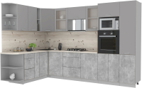 Кухонный гарнитур Интерлиния Мила 1.88x3.2 левая (серебристый/бетон/бискайская сосна) - 