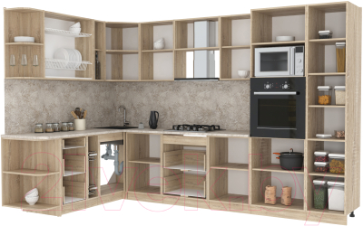 Готовая кухня Интерлиния Мила 1.88x3.2 левая (серебристый/бетон/бискайская сосна)