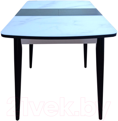 Обеденный стол Васанти Плюс БРФ 110/142x70/1Р (черный/белый мрамор мателак/белый)