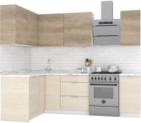 Кухонный гарнитур Интермебель Микс Топ-21 1.9x1.42м левая (дуб каньон/вудлайн кремовый/венато) - 