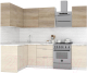 Кухонный гарнитур Интермебель Микс Топ-22 2x1.42м левая (дуб каньон/вудлайн кремовый/венато) - 