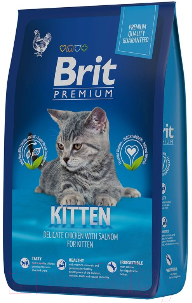 Корм для кошек Brit Premium Cat Kitten с курицей / 5049684 (8кг)