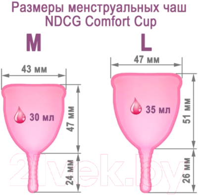 Набор менструальных чаш NDCG Comfort Cup / 05.4330-ML (M/L, голубой/розовый)