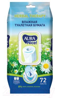 Влажная туалетная бумага Aura Nice С крышкой (72шт)