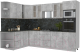 Кухонный гарнитур Интерлиния Мила 1.88x3.0 левая (бетон/бетон/кастилло темный) - 