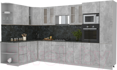 Готовая кухня Интерлиния Мила 1.88x3.4 левая (бетон/бетон/кастилло темный)