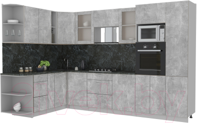 Готовая кухня Интерлиния Мила 1.88x3.2 левая (бетон/бетон/кастилло темный)