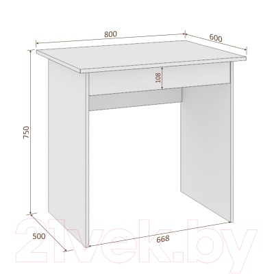 Письменный стол Кортекс-мебель Эльф 80-1ш (белый)