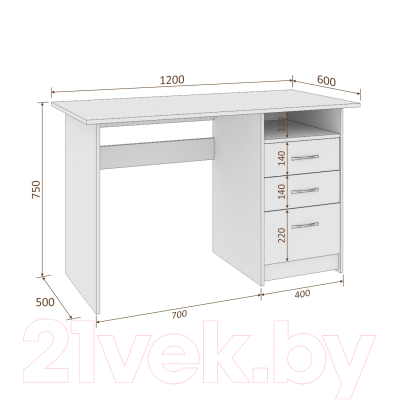 Письменный стол Кортекс-мебель Эльф 120-3ш (береза)