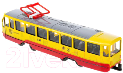 Трамвай игрушечный Технопарк TRAM71403-18SL-RDYE (желтый)