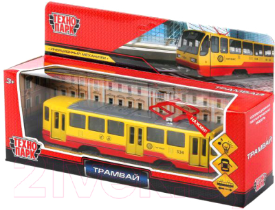 Трамвай игрушечный Технопарк TRAM71403-18SL-RDYE (желтый)