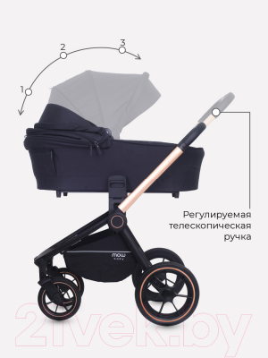 Детская универсальная коляска MOWbaby Zoom PU 3 в 1 / RA087 (Gold Black)