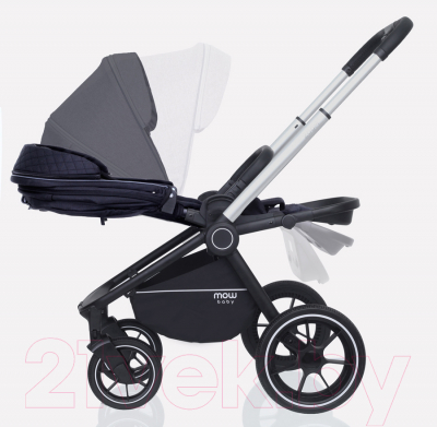 Детская универсальная коляска MOWbaby Zoom PU 3 в 1 / RA087 (Silver Black)