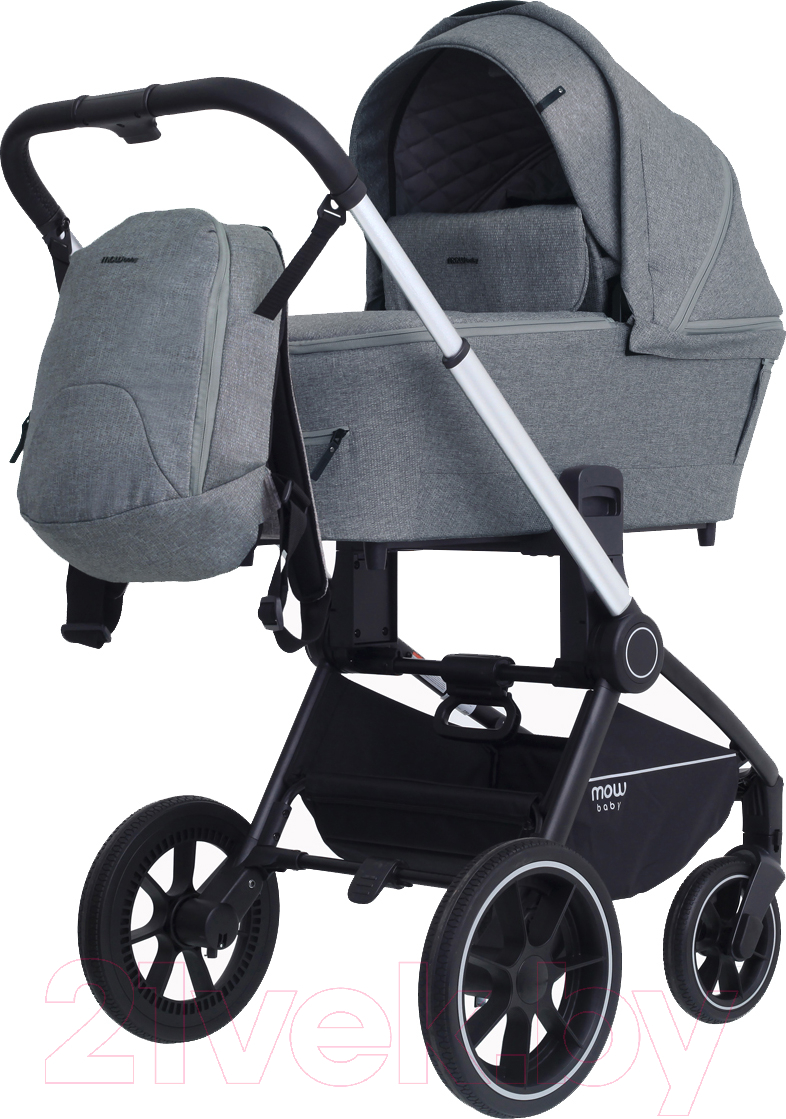 Детская универсальная коляска MOWbaby Zoom PU 3 в 1 / RA087 (Silver Grey)
