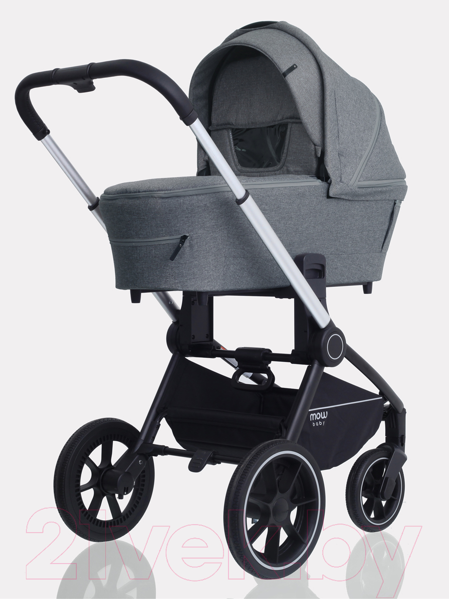 Детская универсальная коляска MOWbaby Zoom PU 3 в 1 / RA087 (Silver Grey) — фото 6
