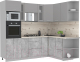 Кухонный гарнитур Интерлиния Мила 1.68x2.4 правая (серебристый/бетон/бискайская сосна) - 