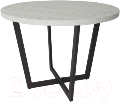 Обеденный стол Дабер 010 / С10.10.2.10 (опора металл черный/древесина белая)