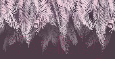 Фотообои листовые Citydecor Magic Пальмовые листья с оттенком (пудровый-пурпурный, 500x260)
