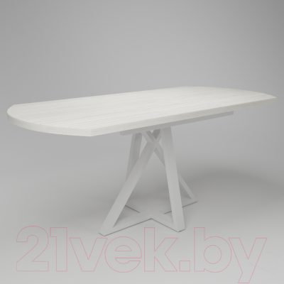 Обеденный стол Дабер 017 раздвижной / С17Р.13.1.10 (опора металл белый/древесина белая)