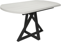 Обеденный стол Дабер 017 раздвижной / С17Р.13.2.10 (опора металл черный/древесина белая) - 