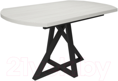 Обеденный стол Дабер 017 раздвижной / С17Р.13.2.10 (опора металл черный/древесина белая)