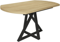 Обеденный стол Дабер 017 раздвижной / С17Р.13.2.9 (опора металл черный/гикори натуральный) - 