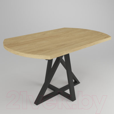 Обеденный стол Дабер 017 раздвижной / С17Р.13.2.9 (опора металл черный/гикори натуральный)