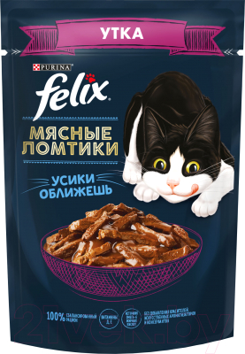 Влажный корм для кошек Felix Мясные Ломтики с уткой (75г)