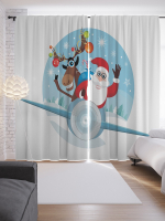 

Шторы JoyArty, Санта и олень на самолете / p_58554