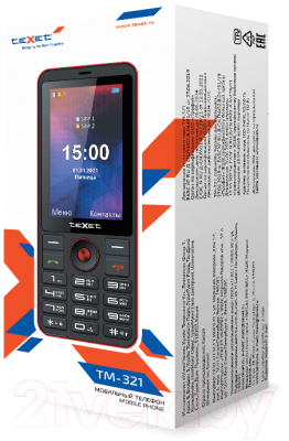 Мобильный телефон Texet TM-321 (черный/красный)