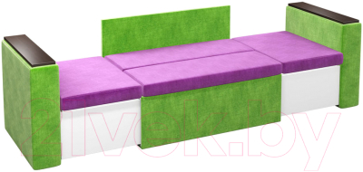 Диван Mebelico Арси 2 (микровельвет, фиолетовый/зеленый)