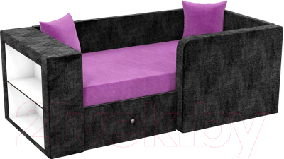 Кровать-тахта детская Mebelico Орнелла 5 (микровельвет, фиолетовый/черный)
